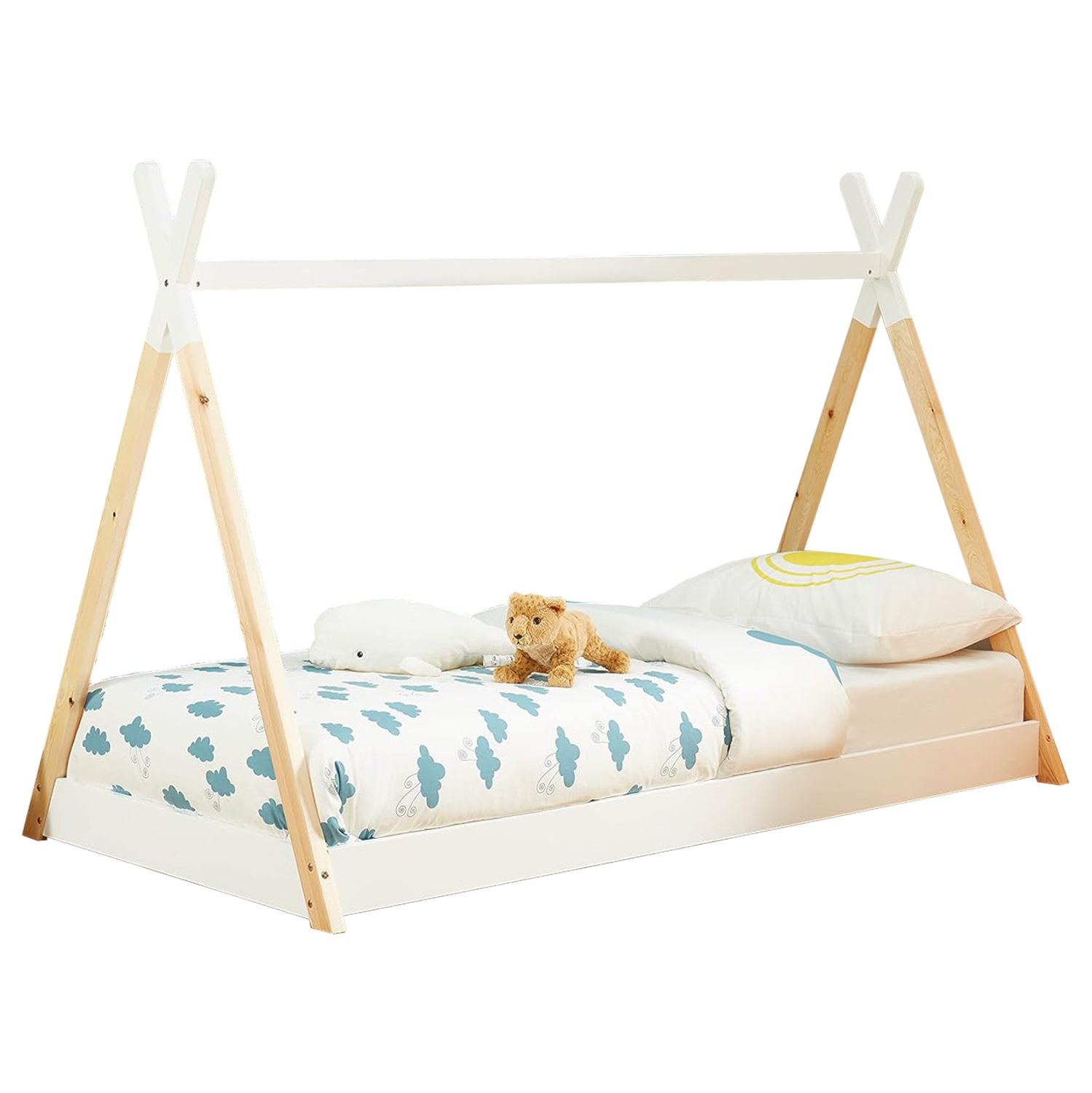 ΚΡΕΒΑΤΙ ΠΑΙΔΙΚΟ MUNK HM699.03 τ.MONTESSORI ΞΥΛΟ ΠΕΥΚΟΥ ΦΥΣΙΚΟ-ΛΕΥΚΟ- 190x90εκ