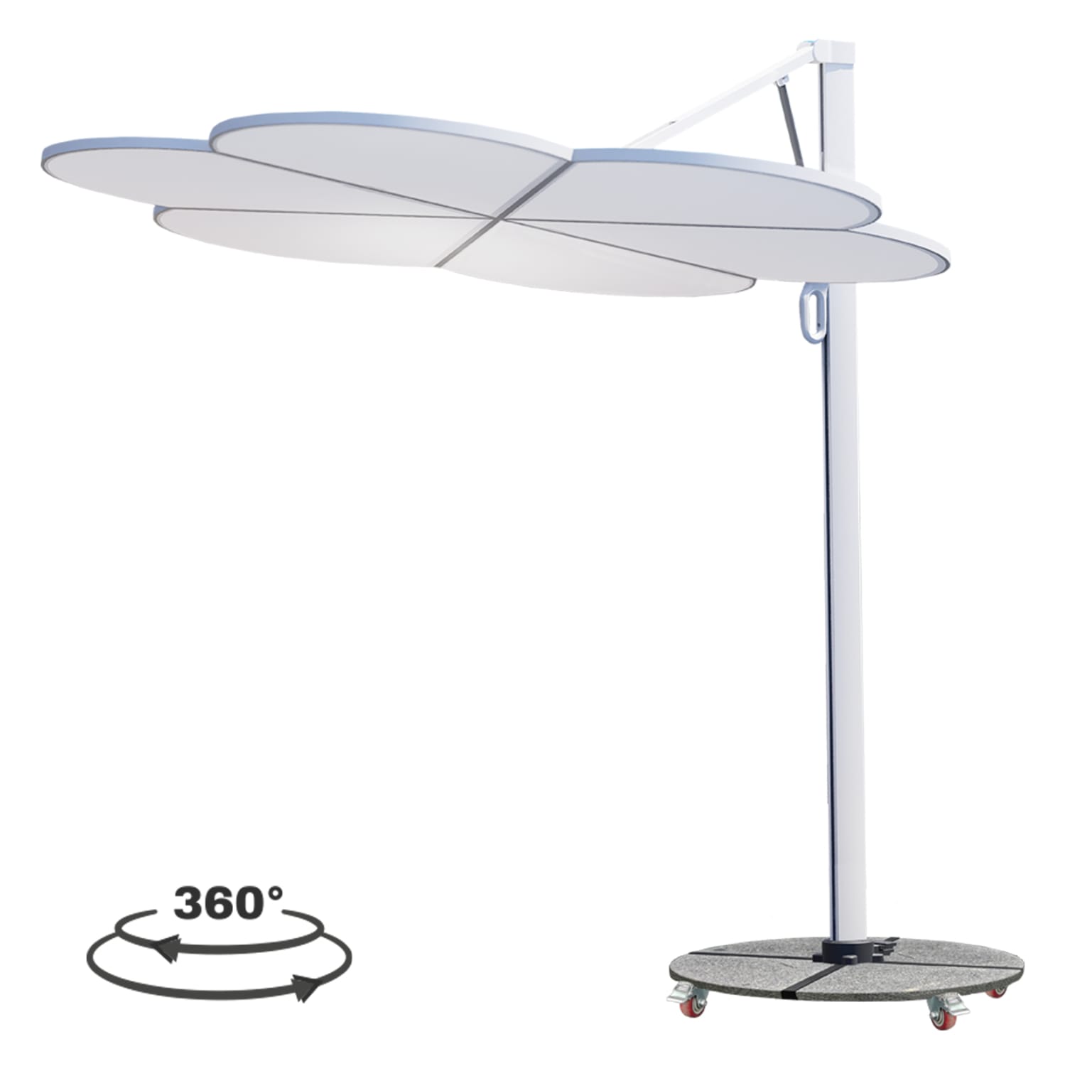ΟΜΠΡΕΛΑ ΜΕ ΒΑΣΗ ΣΕΙΡΑ CANNOPY (flower) HM21286.02 ΑΛΟΥΜΙΝΙΟ-ΓΡΑΝΙΤΗΣ-ΛΕΥΚΟ 2,38x2,2μ