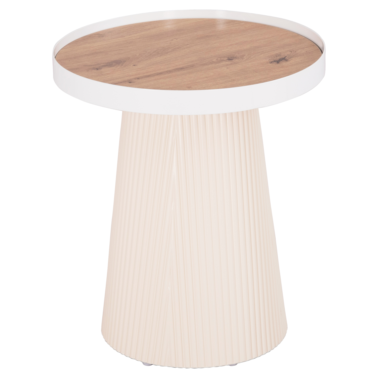 ΤΡΑΠΕΖΑΚΙ ΒΟΗΘΗΤΙΚΟ DENTON HM18023.02 MDF TOP ΦΥΣΙΚΟ ΞΥΛΟΥ-ΒΑΣΗ ΛΕΥΚΗ Φ45x51,5Υεκ.