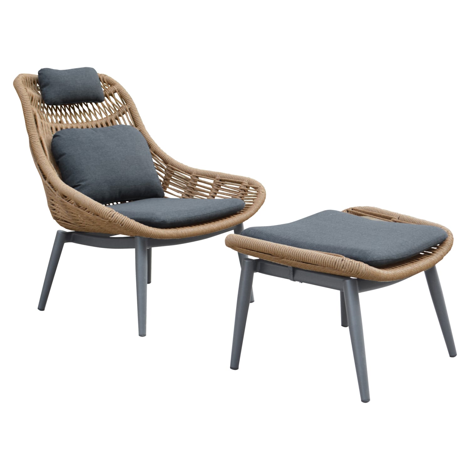 ΠΟΛΥΘΡΟΝΑ LOUNGE ΜΕ ΥΠΟΠΟΔΙΟ REMVAZZO HM6561.01 ΑΛΟΥΜΙΝΙΟ ΓΚΡΙ--WICKER 90x85x96Υεκ